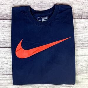 Y2k Nike Navy Blue "Big Swoosh" Short Sleeve T-shirt
